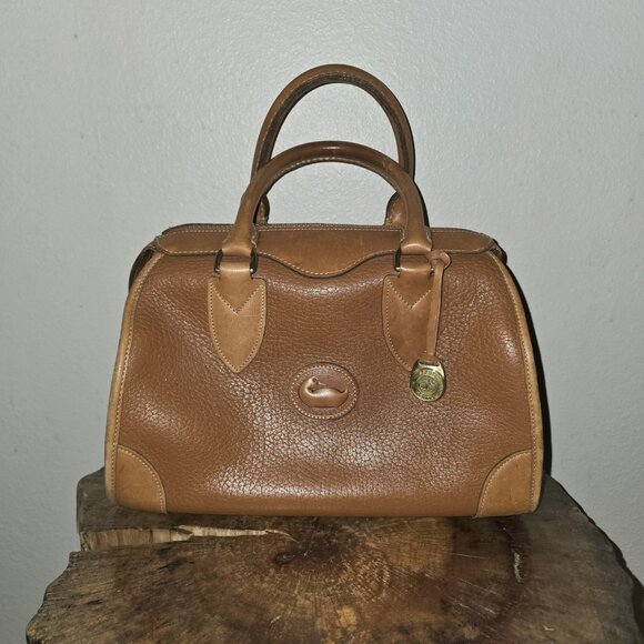 Vintage Dooney & Bourke Gladstone Satchel British Tan All Weather Leather AUTH - Picture 9 of 16